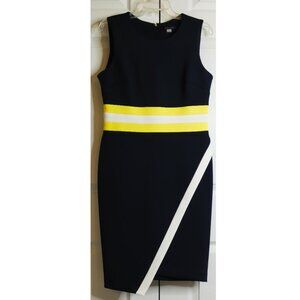 Tommy Hilfiger Dress Womens 10 Black White Yellow Sleeveless Knit Career NWT